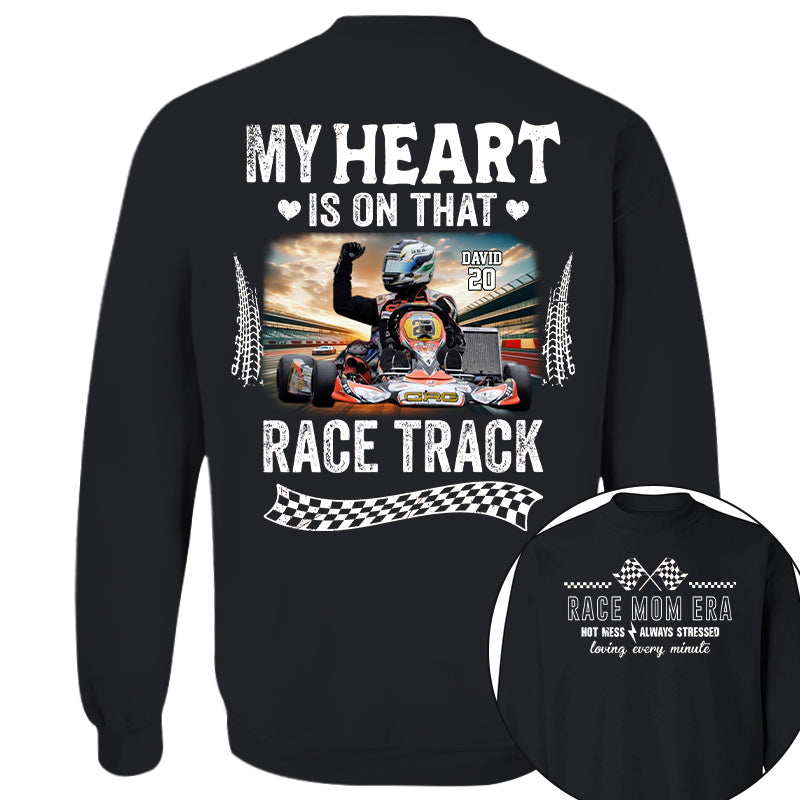 Race Mom Era - My Heart is on That Racing Track, Custom Photo Racing Shirt A2110