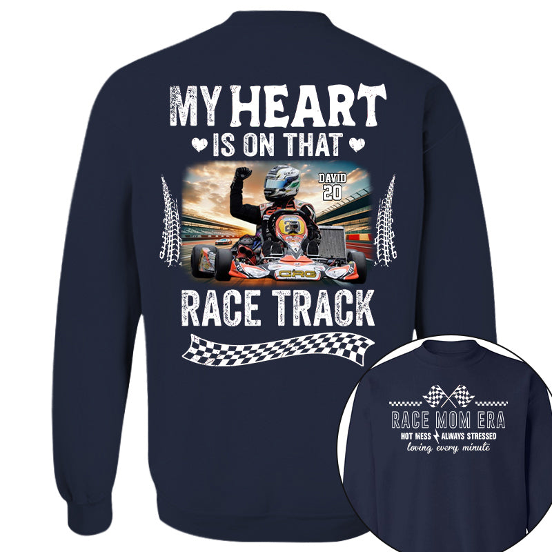 Race Mom Era - My Heart is on That Racing Track, Custom Photo Racing Shirt A2110