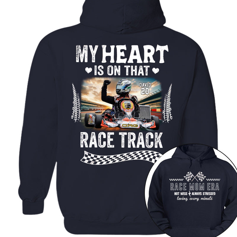 Race Mom Era - My Heart is on That Racing Track, Custom Photo Racing Shirt A2110