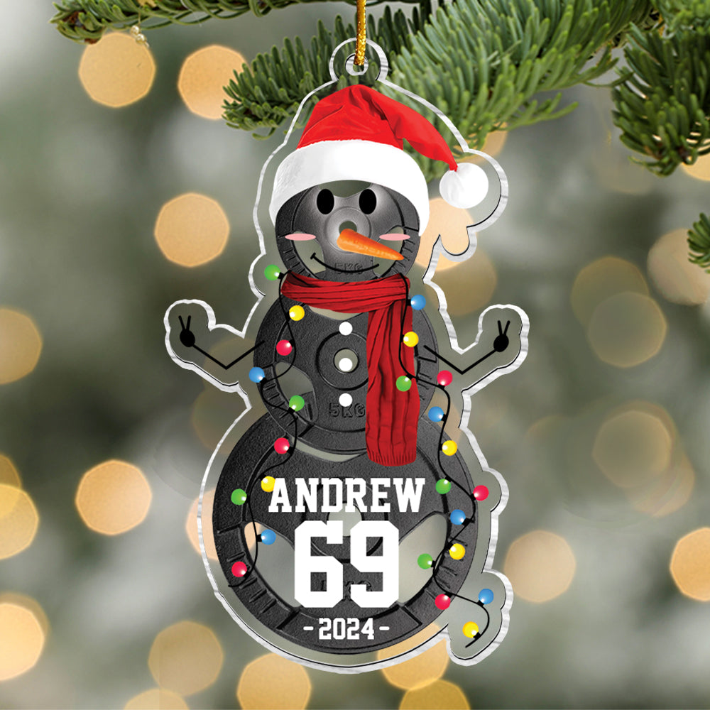 Lifting Snowman - Gifts For Players, Team, Boys - Personalized Acrylic Ornament Tu20