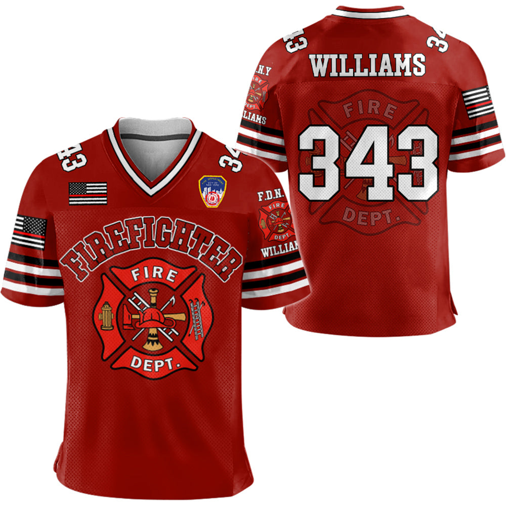 US Firefighter Football Jersey Custom Dept Name Number Firefighter Retirement Fireman Dad Grandpa H2511