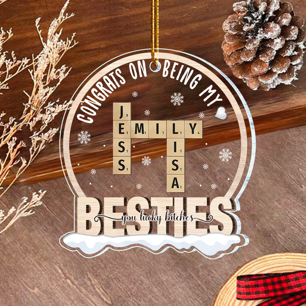 Custom Besties Crossword Puzzle Ornament - N3005 Li29