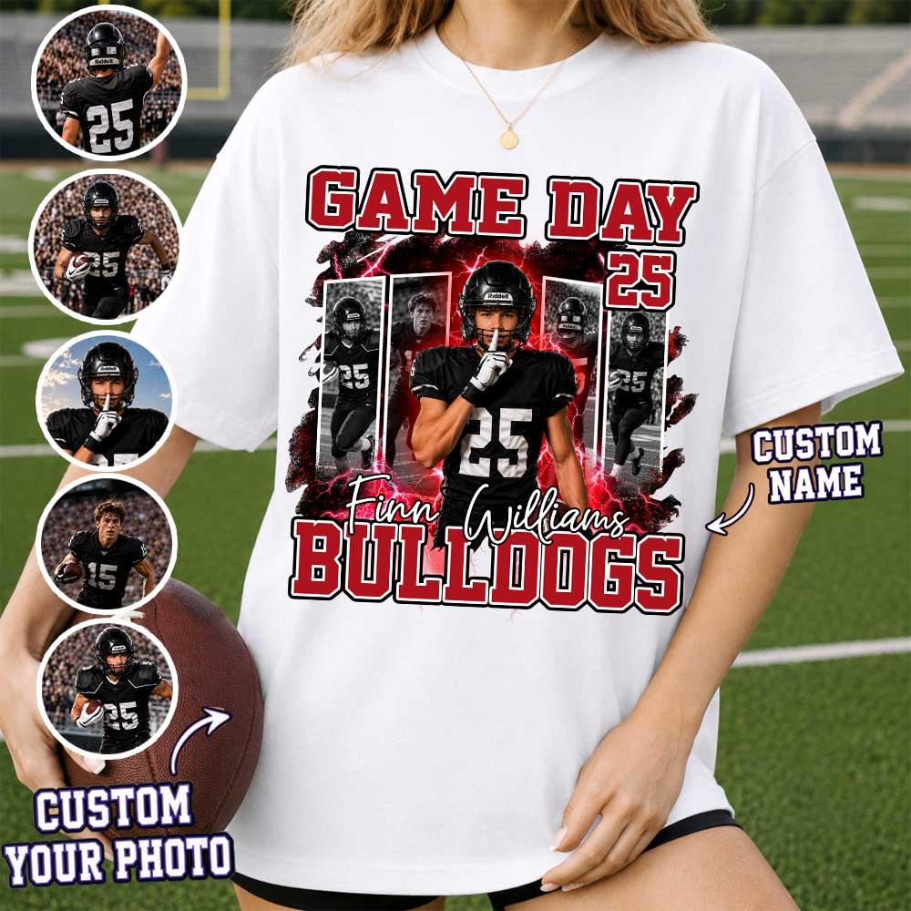 Custom Photo Football Game Day Shirt  Football Mom Shirt L0411 Nh00