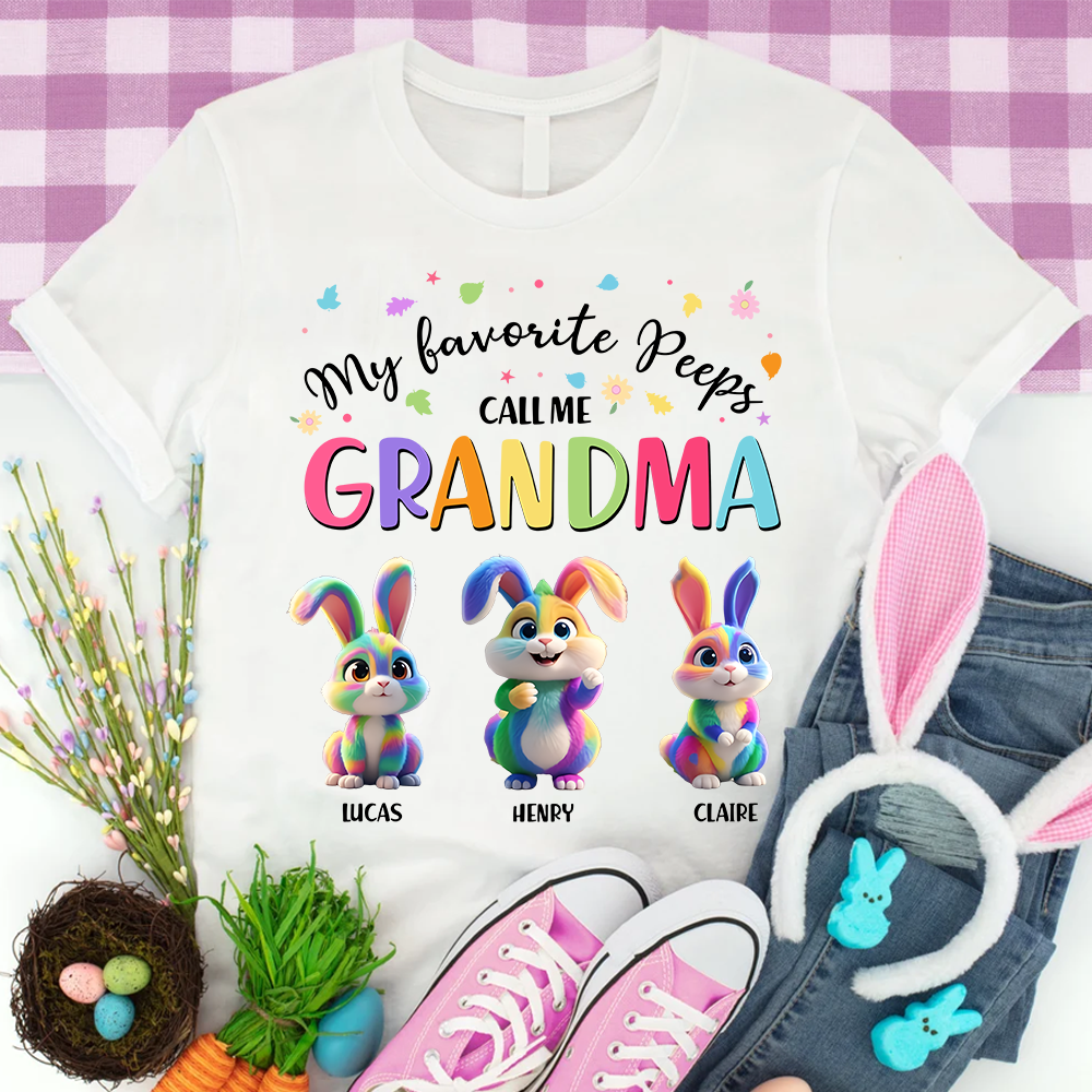 My Favorite Peeps Call Me Grandma - Personalized Grandma's Peeps Easter Day Shirt Pa00