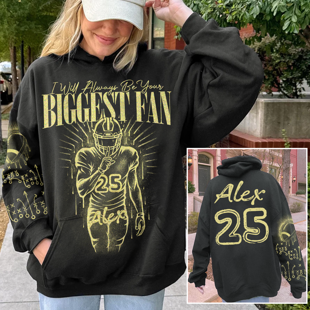 I'll Always Be Your Biggest Fan Personalized Bleach Style Football Shirt For Football Mom Na02