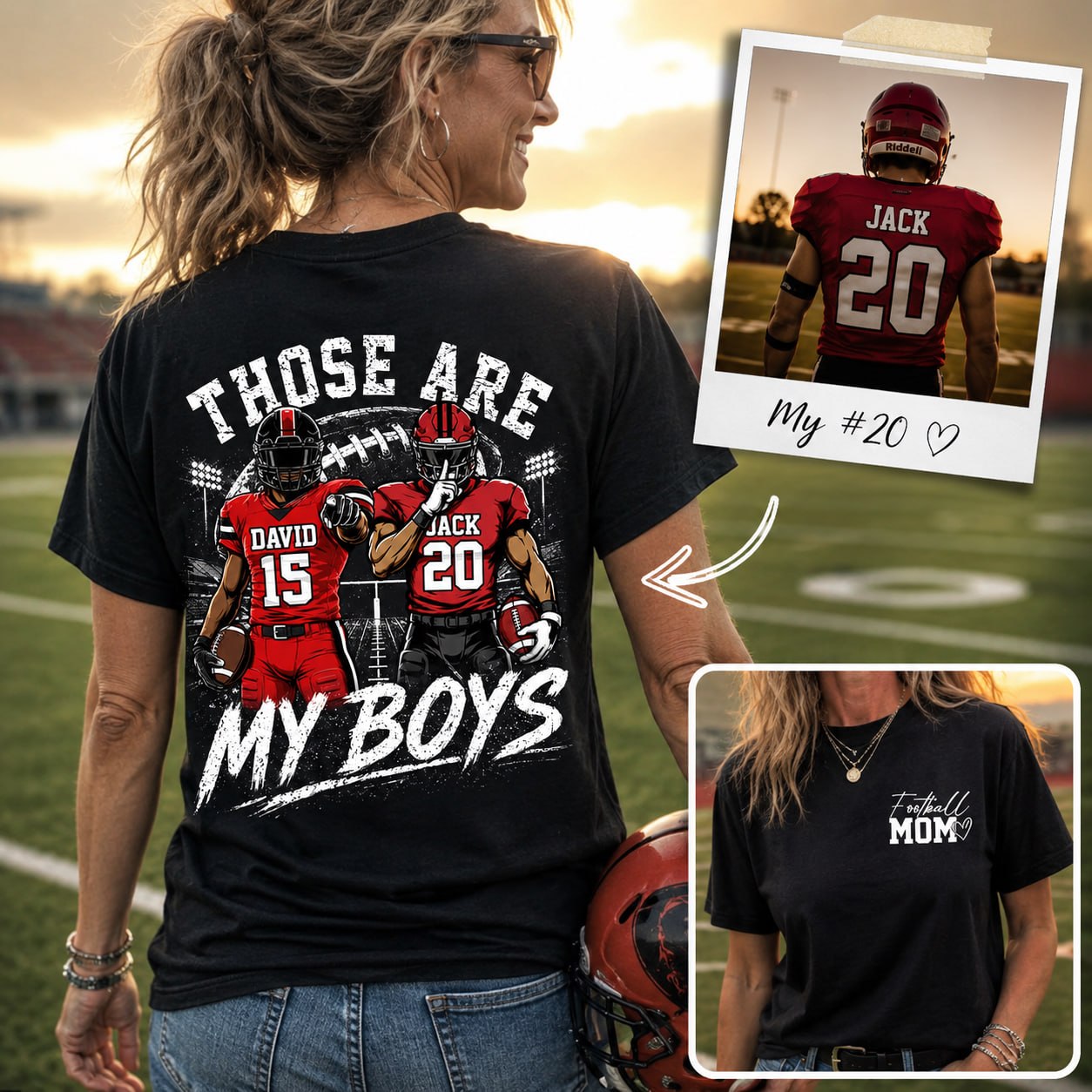 Personalized Football Mom Shirt, Custom Those Are My Boys T-Shirt, Team Name & Player Number Tee, Football Season Gift Na02