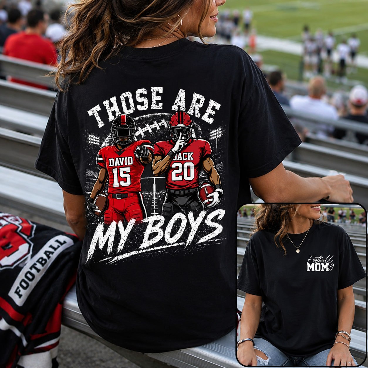 Personalized Football Mom Shirt, Custom Those Are My Boys T-Shirt, Team Name & Player Number Tee, Football Season Gift Na02
