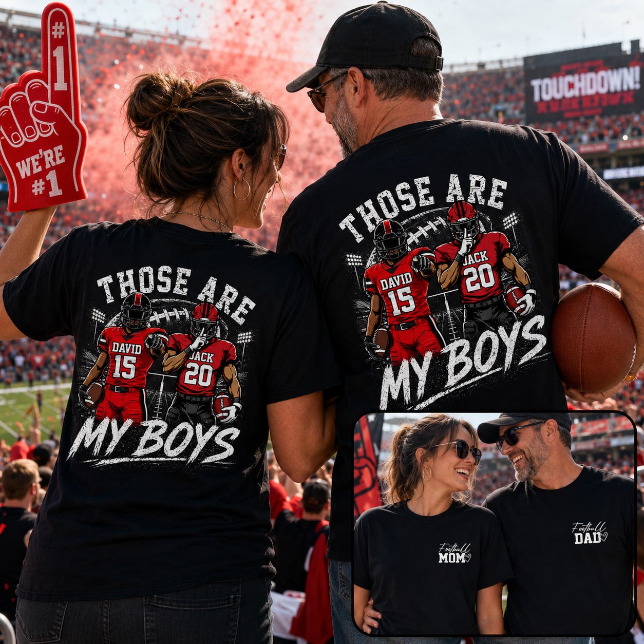 Personalized Football Mom Shirt, Custom Those Are My Boys T-Shirt, Team Name & Player Number Tee, Football Season Gift Na02