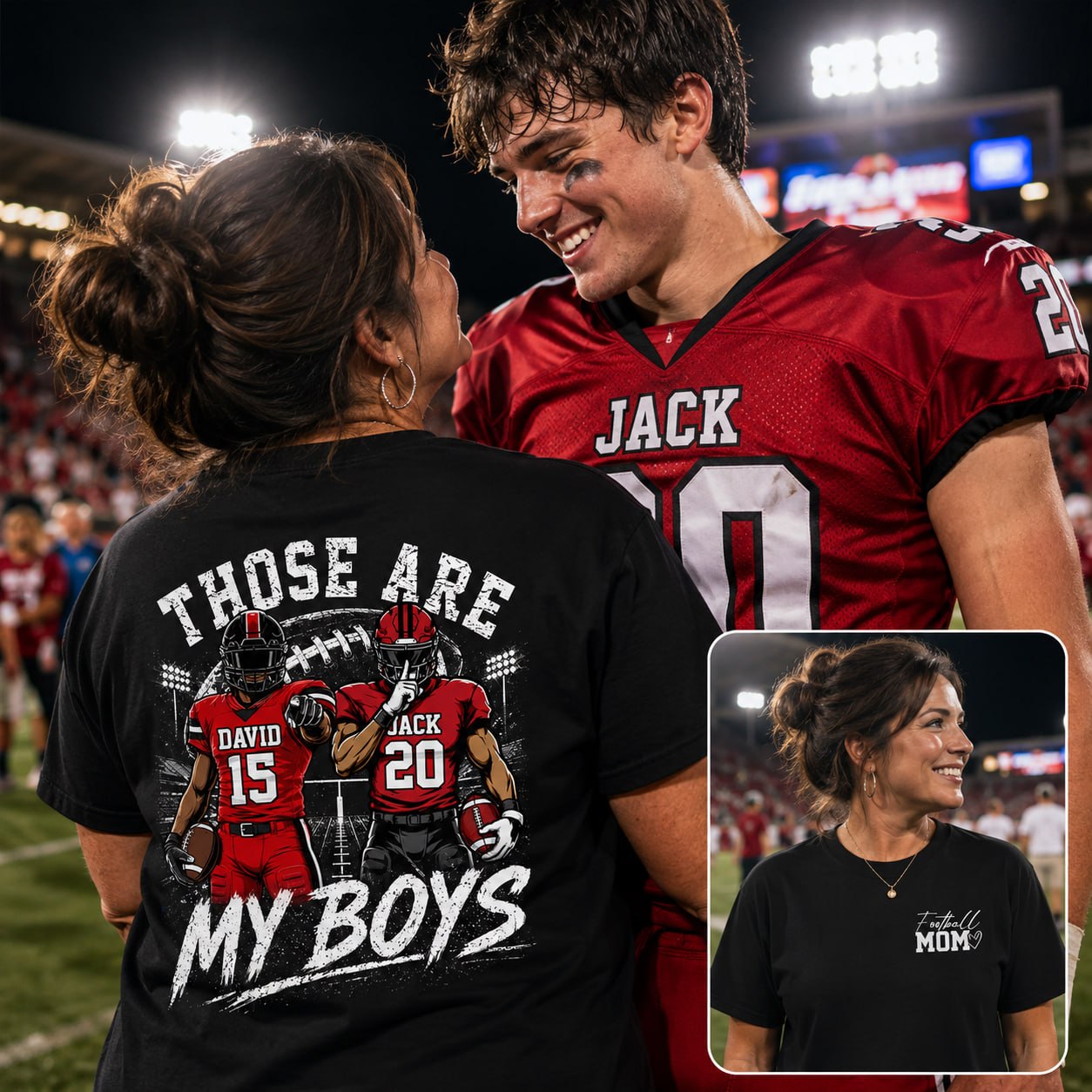 Personalized Football Mom Shirt, Custom Those Are My Boys T-Shirt, Team Name & Player Number Tee, Football Season Gift Na02