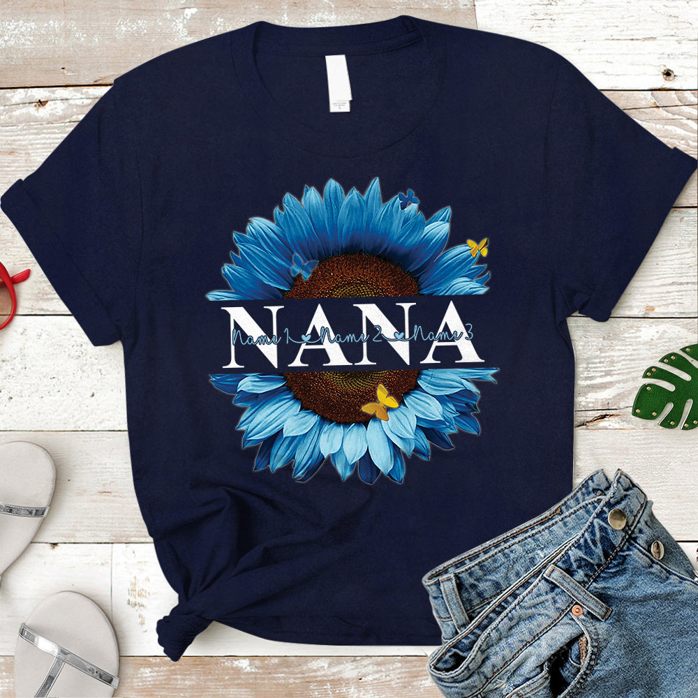 Personalized Nana Blue Sunflower Shirts - Old Woman Shirt - PHTS