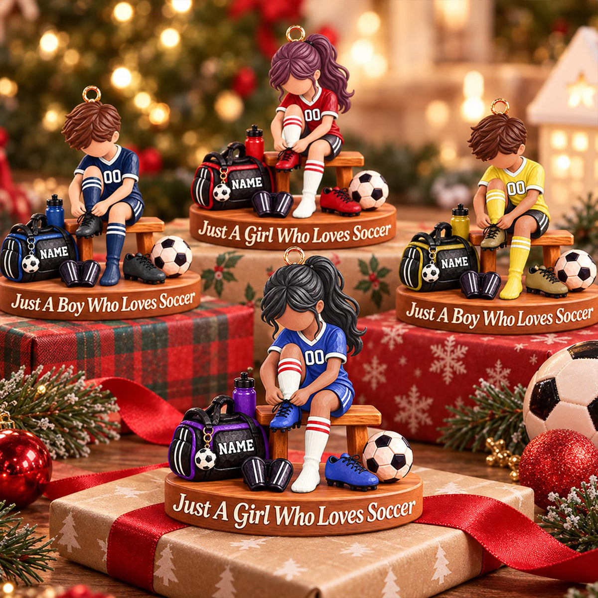 Personalized Soccer Player Ornament, Custom Name Soccer Player Gift Vr2 Hv01