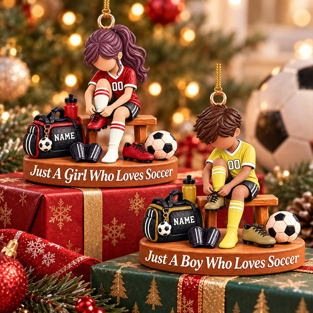 Personalized Soccer Player Ornament, Custom Name Soccer Player Gift Vr2 Hv01