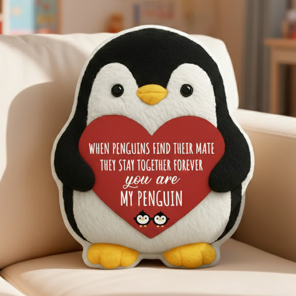 Positive Penguin Ugly Plush Pillow - Birthday Stocking Stuffers Gifts for Couple Boyfriend Girlfriend Husband Wife, I Love You Gift for Him Her Hv01
