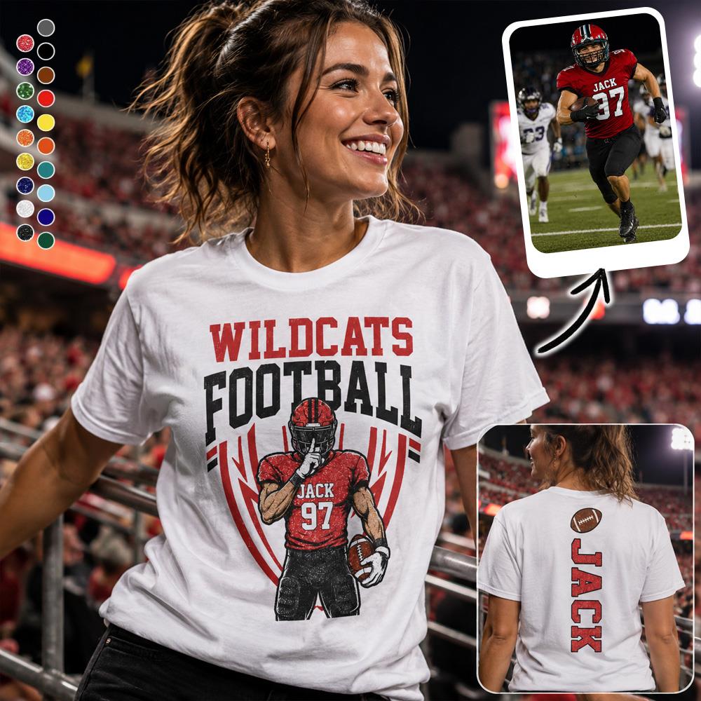 Custom Football Team Name & Number Shirt Football Mom Shirt Football Team Shirt Game Day Shirt Gift for Mom High School Football Cheer Shirt Vr2