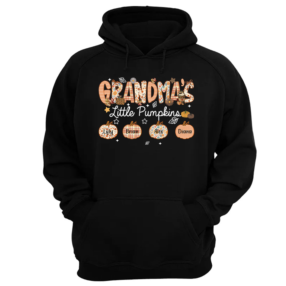 Grandma's Little Pumpkins Personalized Shirt - Custom Nickname Grandma Nana Mimi Shirt For Autumn, Fall Grandma Shirt With Grandkids Names, Fall Halloween Nh00