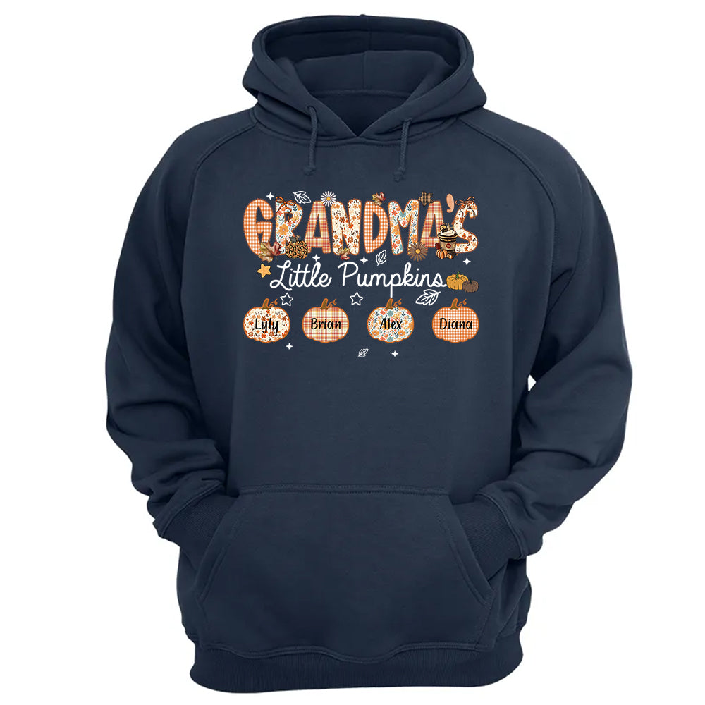 Grandma's Little Pumpkins Personalized Shirt - Custom Nickname Grandma Nana Mimi Shirt For Autumn, Fall Grandma Shirt With Grandkids Names, Fall Halloween Nh00
