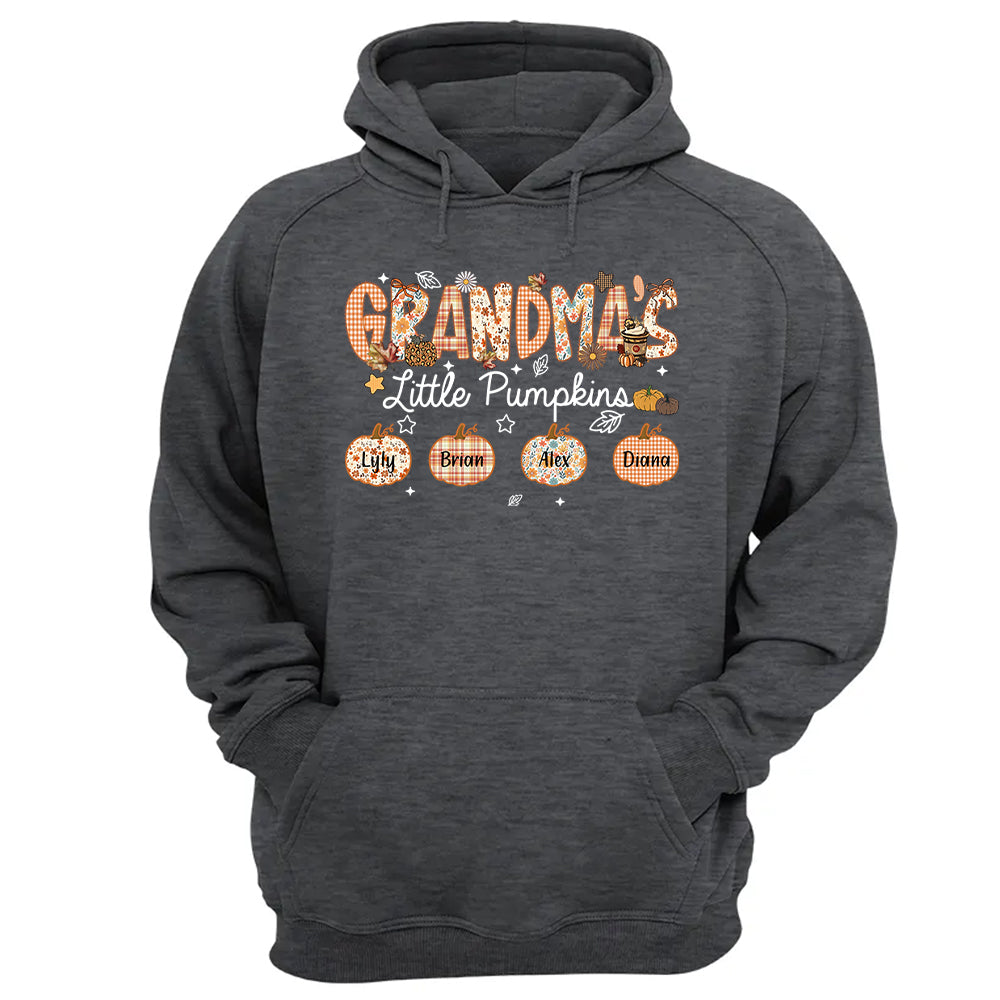 Grandma's Little Pumpkins Personalized Shirt - Custom Nickname Grandma Nana Mimi Shirt For Autumn, Fall Grandma Shirt With Grandkids Names, Fall Halloween Nh00