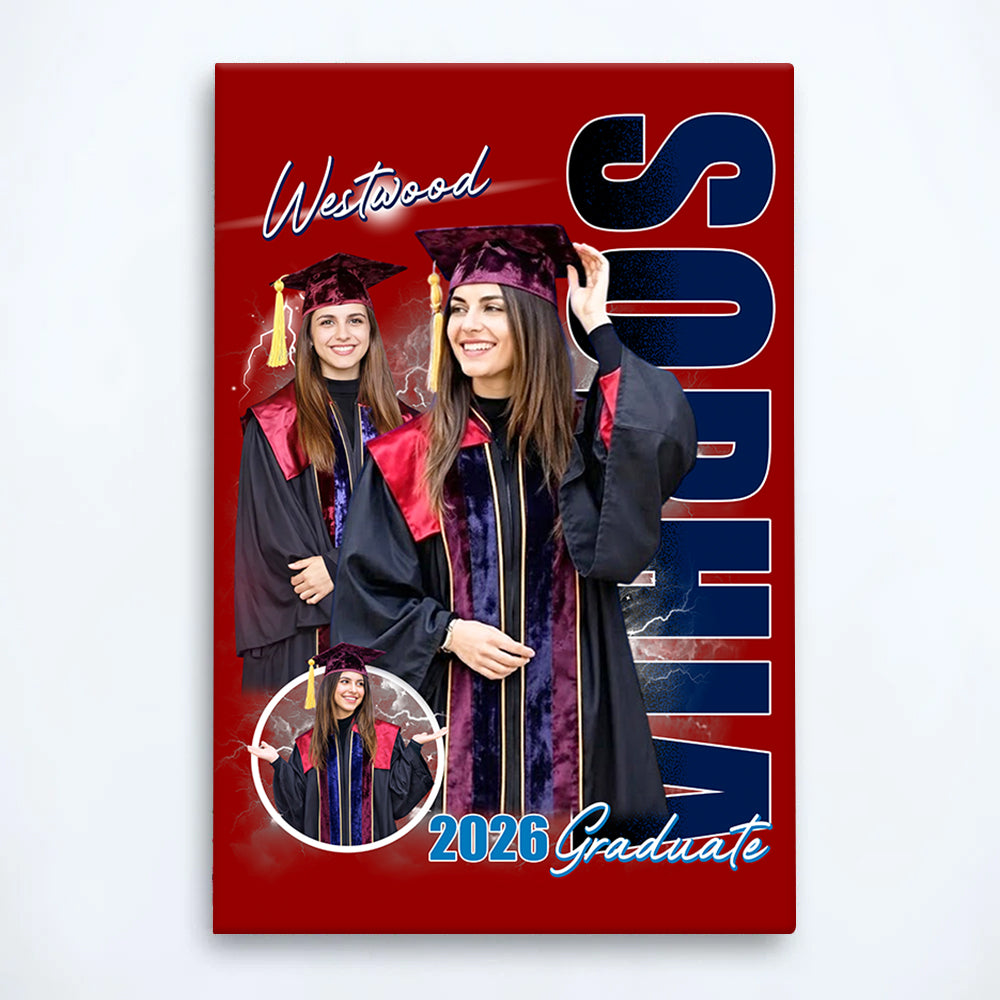 Custom Photo Graduation Poster - Personalized Name School Name Bootleg Poster Graduation T1807