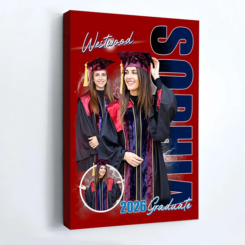 Custom Photo Graduation Poster - Personalized Name School Name Bootleg Poster Graduation T1807