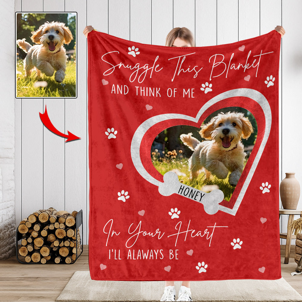 Personalized Dog Memorial Photo Blanket Gift, Dog Loss Pet Memory Gifts, Pet Loss Keepsake Remembrance Gift For Dog Mom Dad Bereavement Gift Li29