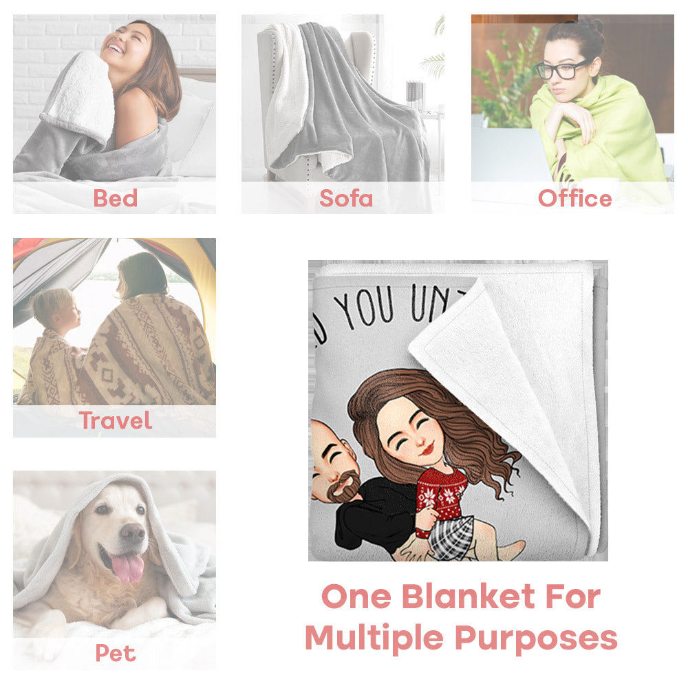 May This Blanket Hold You Until I Can Meaning -  Couple Personalized Custom Blanket - Christmas Gift For Husband Wife, Anniversary, Long Distance Relationship Pa00