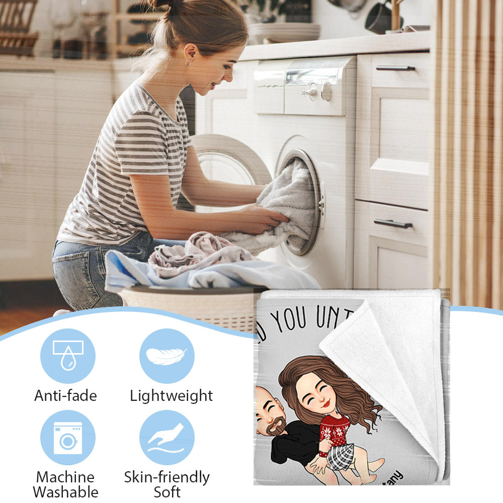May This Blanket Hold You Until I Can Meaning -  Couple Personalized Custom Blanket - Christmas Gift For Husband Wife, Anniversary, Long Distance Relationship Pa00