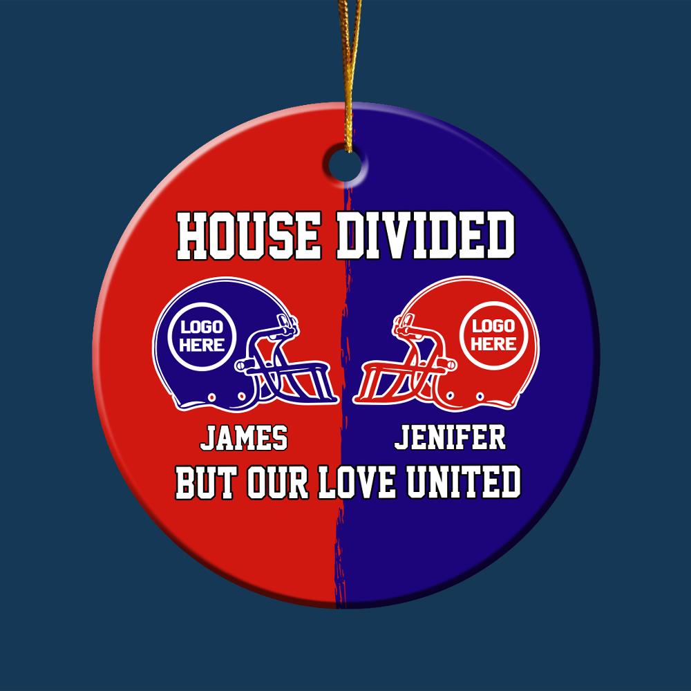 Football House Divided Ornament - Custom Team Logo Gifts For Family Football Fans Nh00