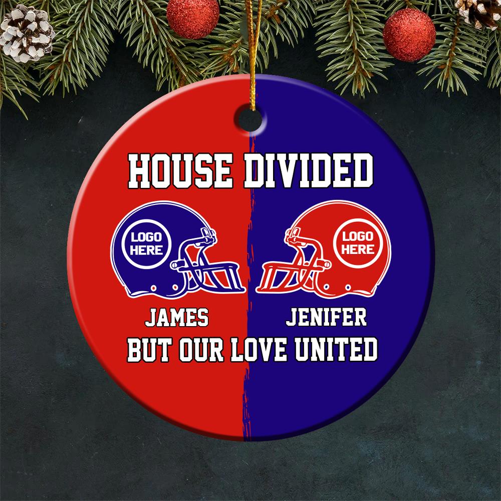 Football House Divided Ornament - Custom Team Logo Gifts For Family Football Fans Nh00