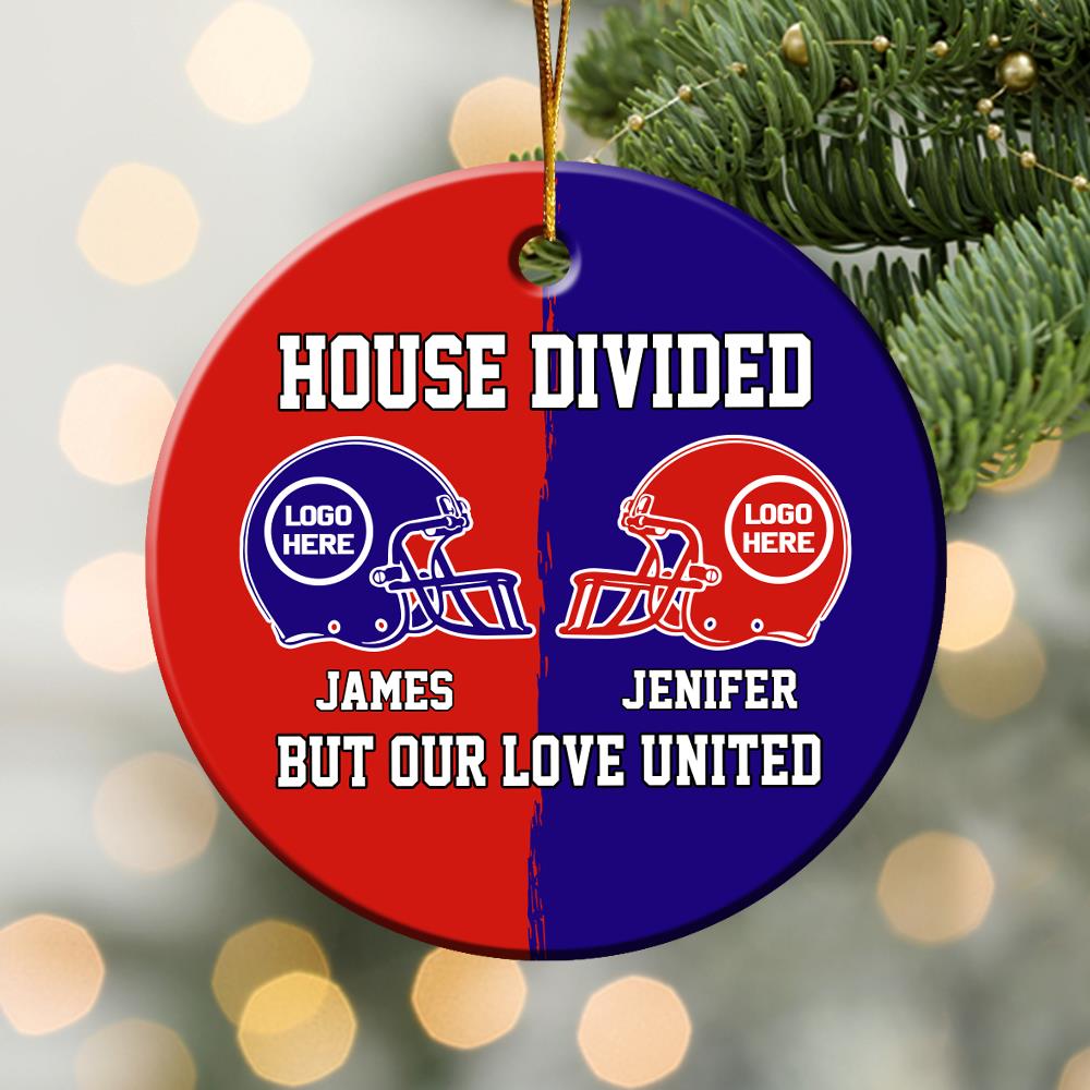 Football House Divided Ornament - Custom Team Logo Gifts For Family Football Fans Nh00