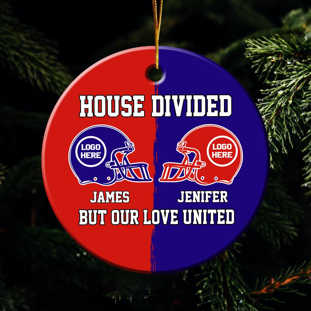 Football House Divided Ornament - Custom Team Logo Gifts For Family Football Fans Nh00