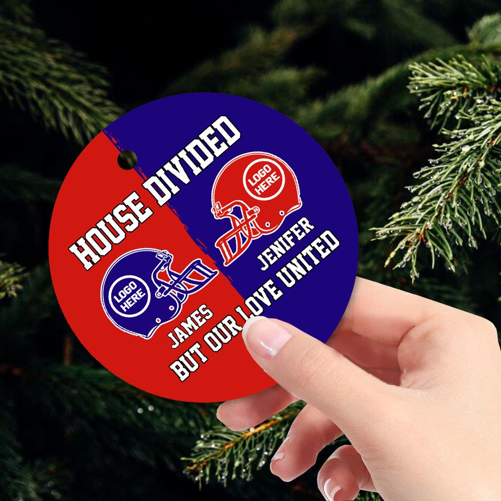 Football House Divided Ornament - Custom Team Logo Gifts For Family Football Fans Nh00