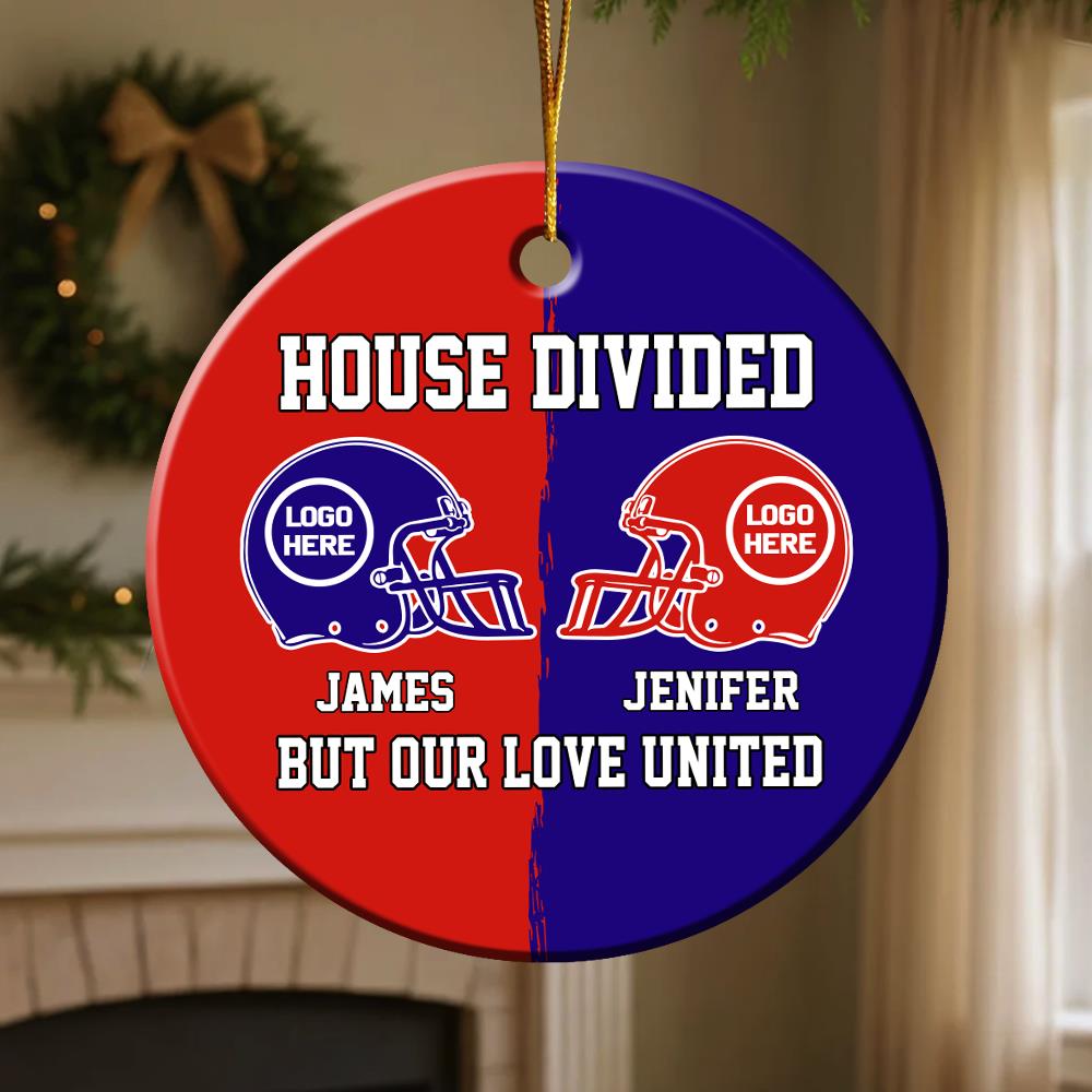 Football House Divided Ornament - Custom Team Logo Gifts For Family Football Fans Nh00