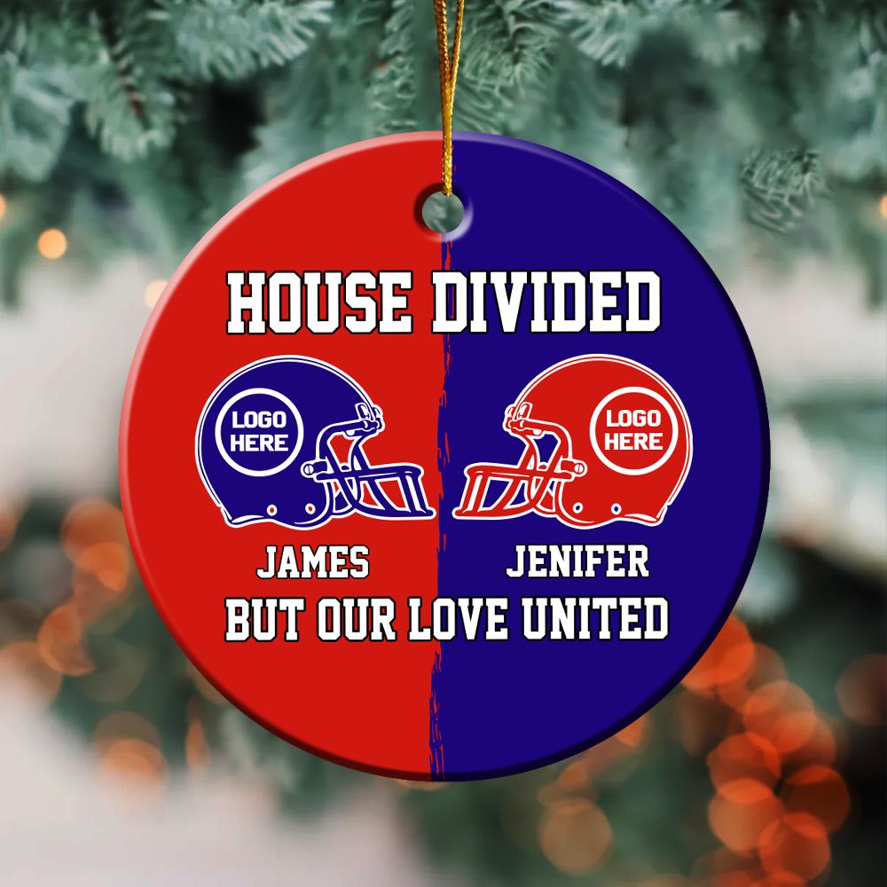 Football House Divided Ornament - Custom Team Logo Gifts For Family Football Fans Nh00