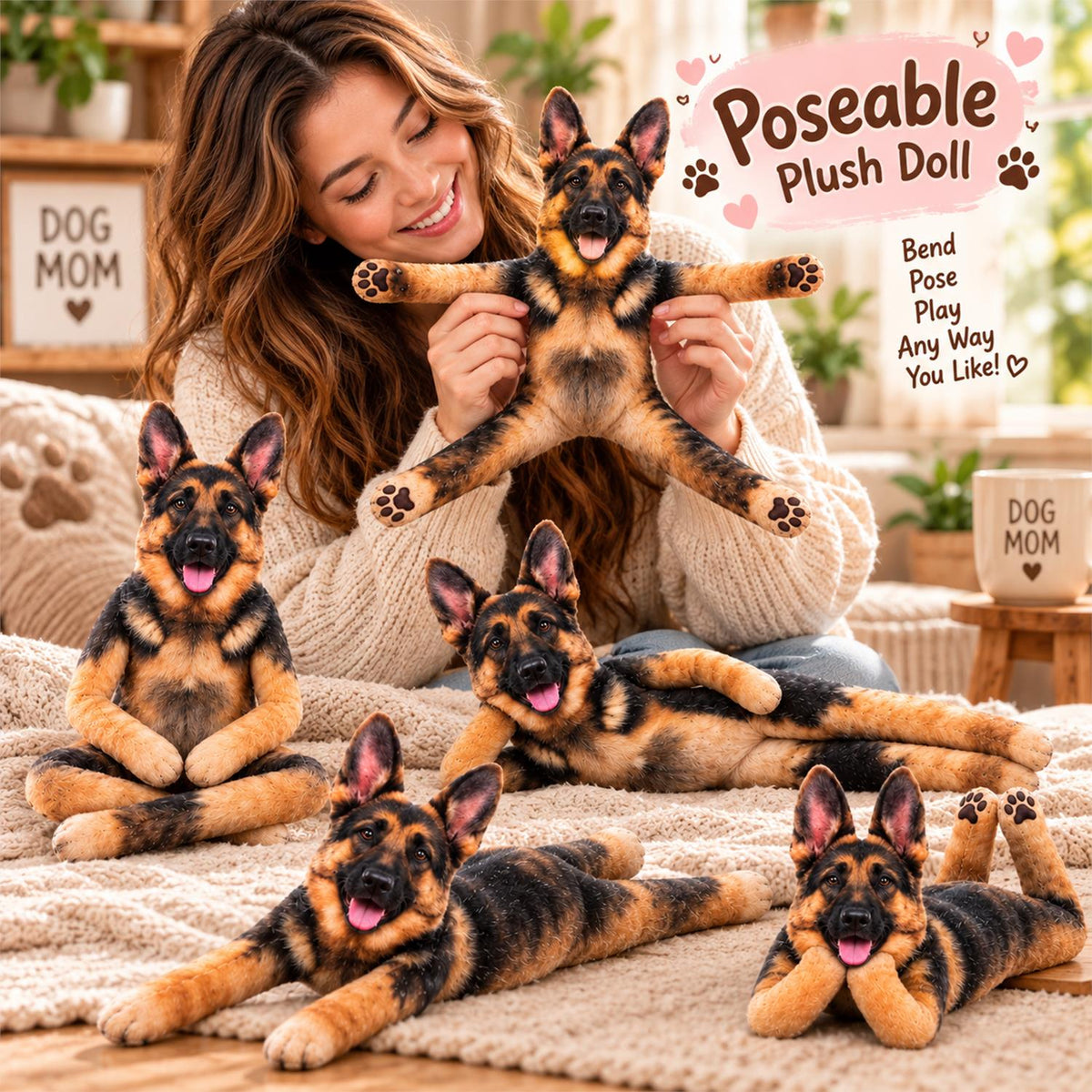 Personalized German Shepherd Photo Pet Squishy Toy Poseable Plush Doll, Funny Gift For Dog Mom, Dad, Cat Lover T1807 Hv01 TL06