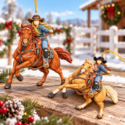 Custom Ornament Gift For Cowboys - Personalized Photo Ornament Gift For Horse Lovers - Christmas Cowgirls Ornament (Girl) VH01