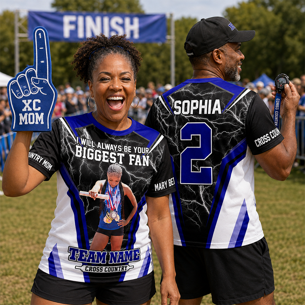 Personalized Cross Country Mom Shirt, I’ll Always Be Your Biggest Fan, Custom Player Name & Number All Over Print Game Day Shirt for Mom Grandma Family Hv01