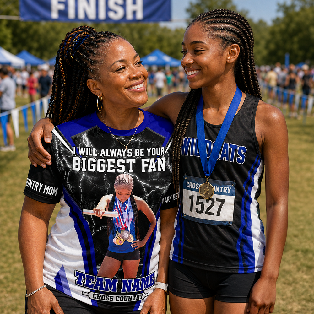 Personalized Cross Country Mom Shirt, I’ll Always Be Your Biggest Fan, Custom Player Name & Number All Over Print Game Day Shirt for Mom Grandma Family Hv01