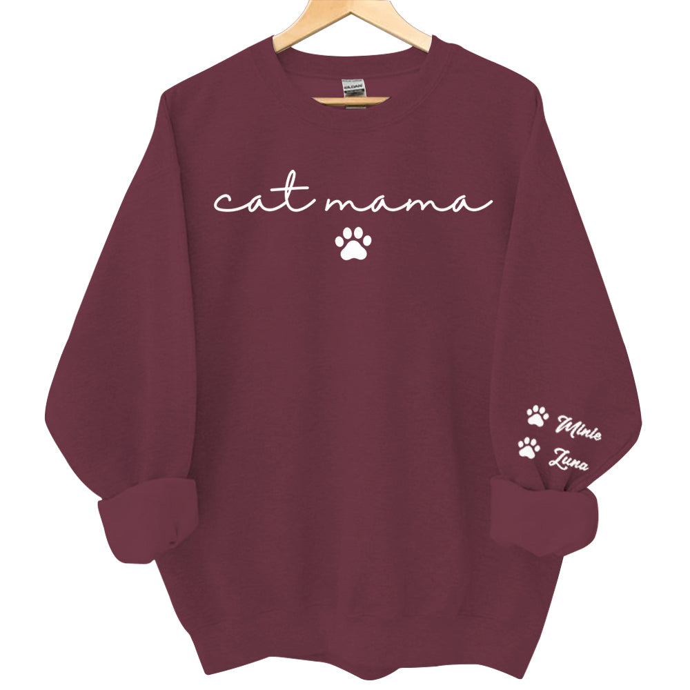 Personalized Cat Mama Sweatshirt With Cat Name, Custom Cat Mom Hoodie, Cute Cat Mommy Outfit, Cat Owner Clothing, Happy Mother's Day Gifts Li29