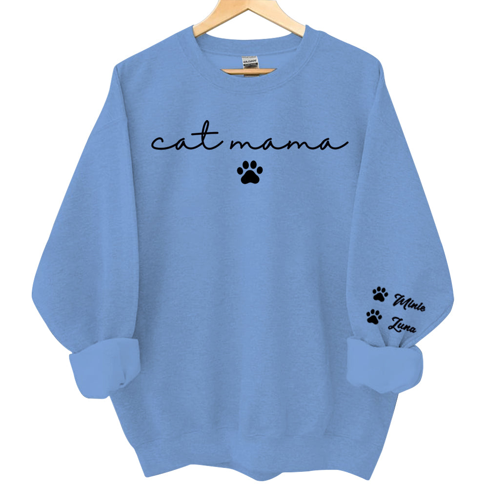 Personalized Cat Mama Sweatshirt With Cat Name, Custom Cat Mom Hoodie, Cute Cat Mommy Outfit, Cat Owner Clothing, Happy Mother's Day Gifts Li29