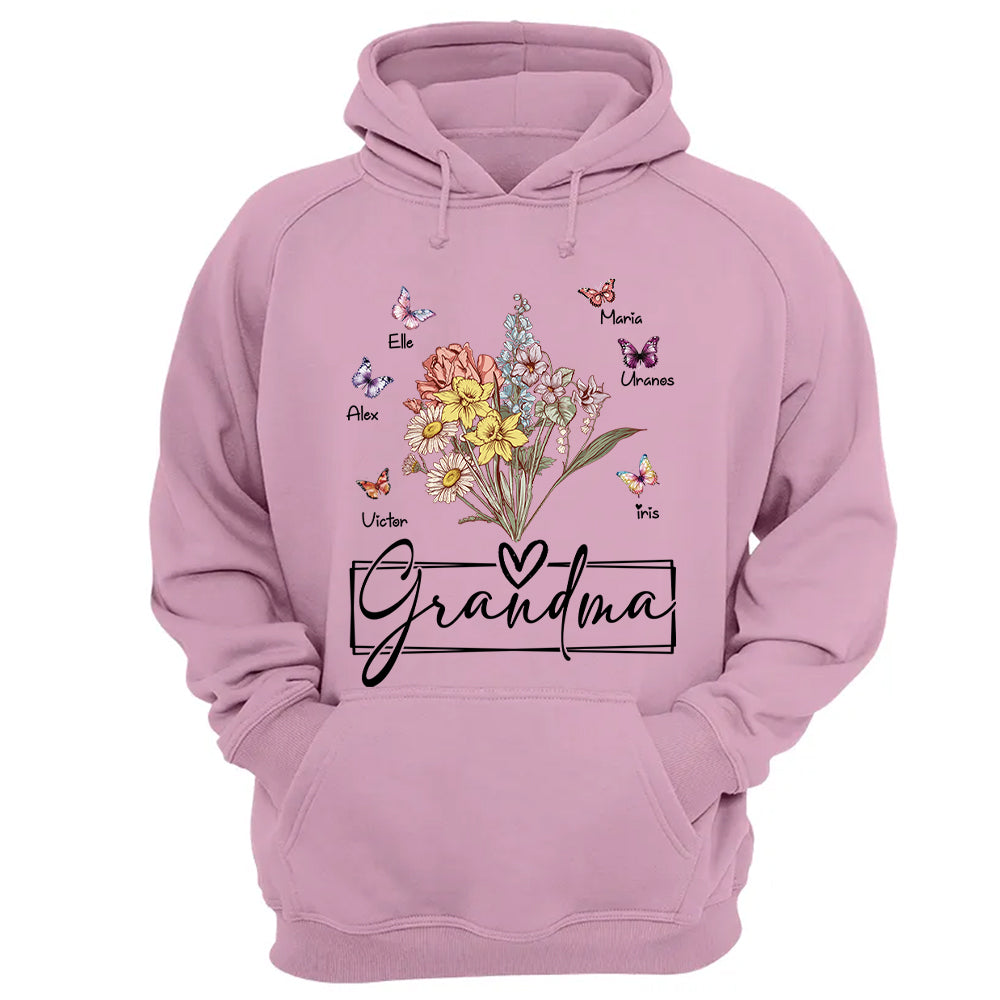 Personalized Wildflower Grandma And Butterfly Kids Shirt - Mother's Day Gift- 03.08.2026