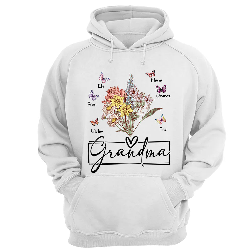 Personalized Wildflower Grandma And Butterfly Kids Shirt - Mother's Day Gift- 03.08.2026
