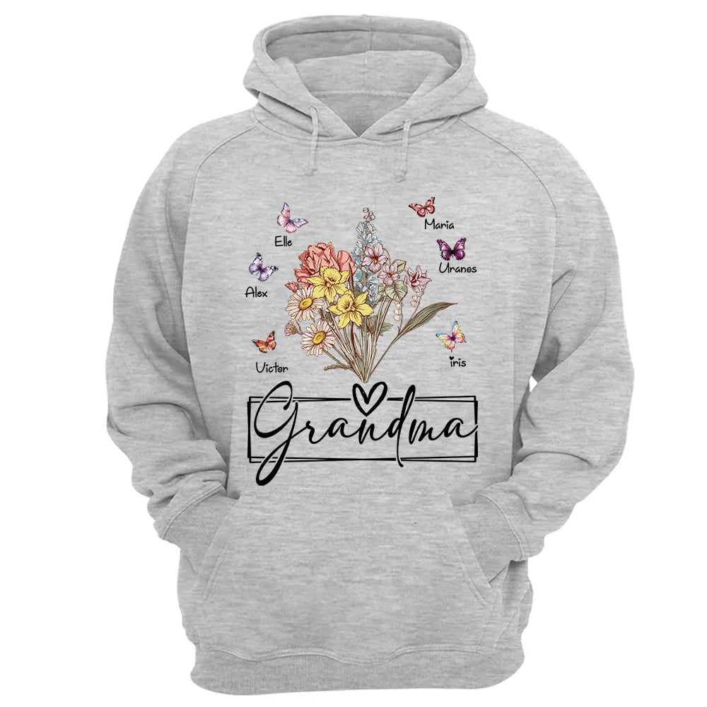 Personalized Wildflower Grandma And Butterfly Kids Shirt - Mother's Day Gift- 03.08.2026