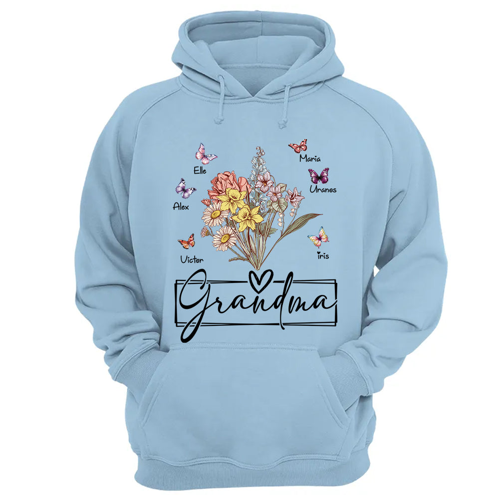 Personalized Wildflower Grandma And Butterfly Kids Shirt - Mother's Day Gift- 03.08.2026