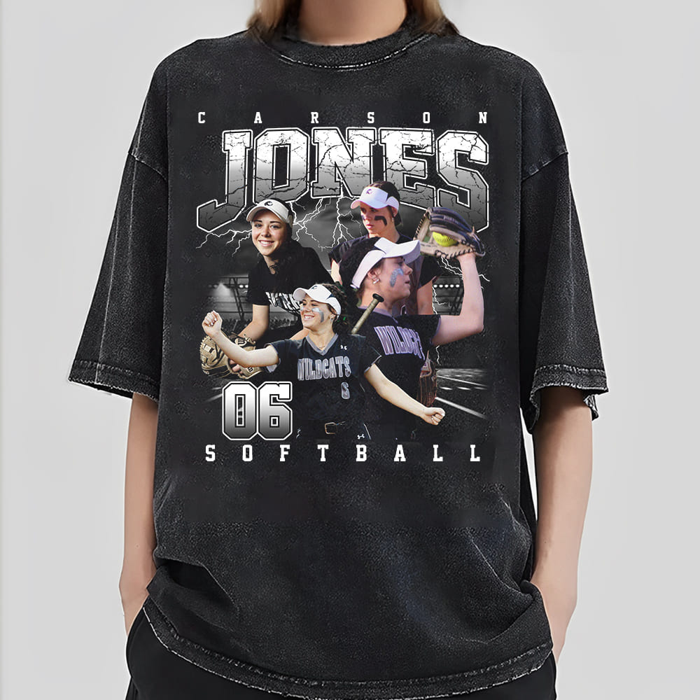 Custom Softball Bootleg Rap Tee - Softball Mom Dad Vintage Graphic Shirt, Team Number Player Name Photo Personalized Shirt