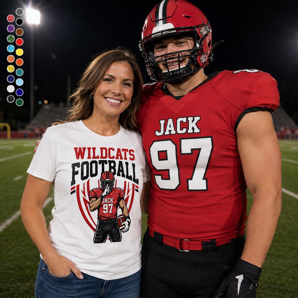 Custom Football Team Name & Number Shirt Football Mom Shirt Football Team Shirt Game Day Shirt Gift for Mom High School Football Cheer Shirt Vr2