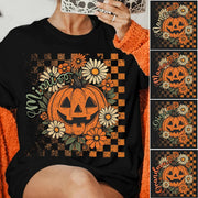 Personalized Mimi Retro Floral Pumpkin Shirts, Custom Halloween Gift for Grandma With Grandkids' Names Vr2 Nh00