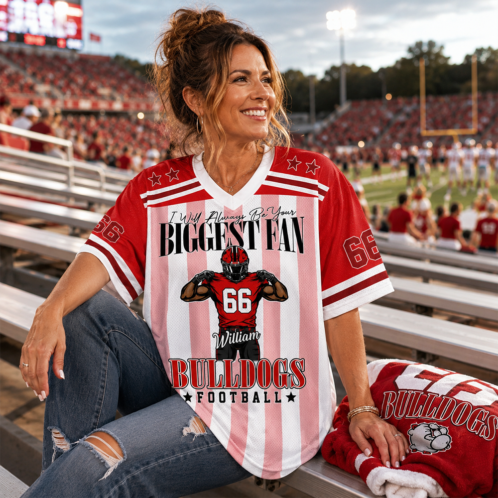 I Will Always Be Your Biggest Fan, Personalized Football Jersey Custom Football Player, Gift For Football Mom Football Lovers MI209 Hv01