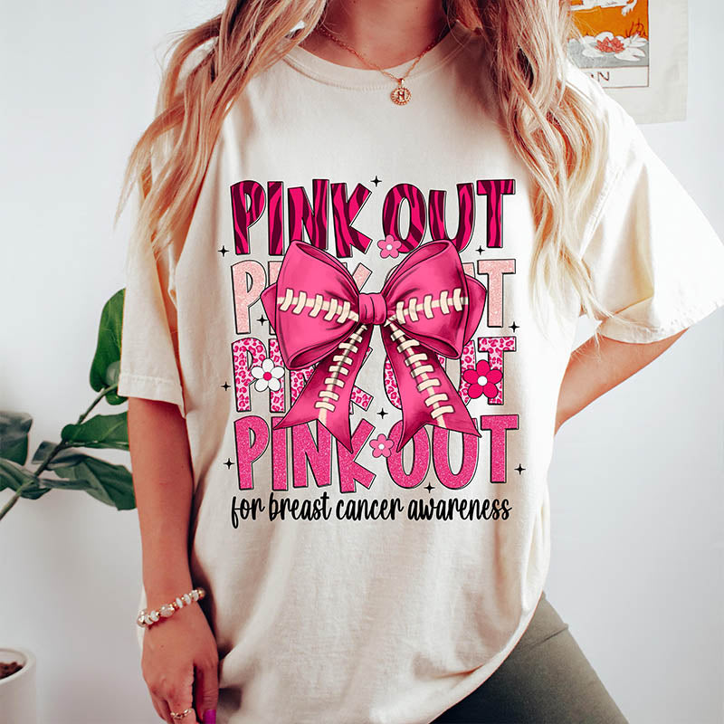 Football Pink Out Shirt, Breast Cancer Football T-Shirt, Breast Cancer Awareness Pink Ribbon Tee