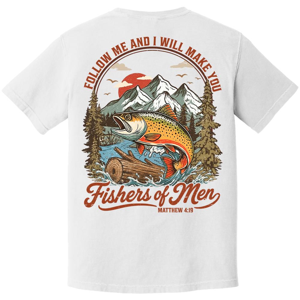 Follow Me and I Will Make You Fishers of Men Shirt - Matthew 4:19 Christian Fishing Shirt Hv01