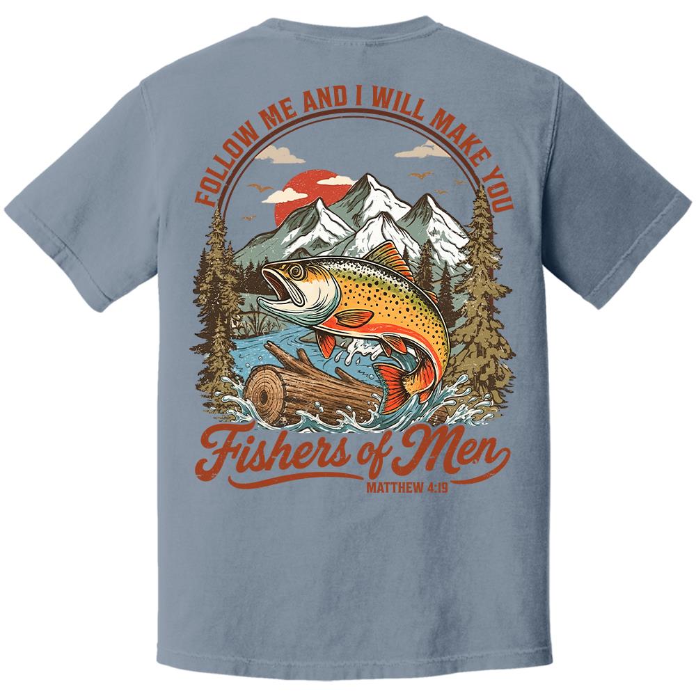 Follow Me and I Will Make You Fishers of Men Shirt - Matthew 4:19 Christian Fishing Shirt Hv01